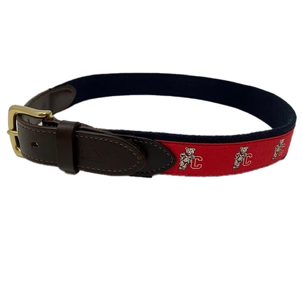 Vineyard Vines Bear on C Canvas Belt Cornell University Sz 38 Silk Ribbon
